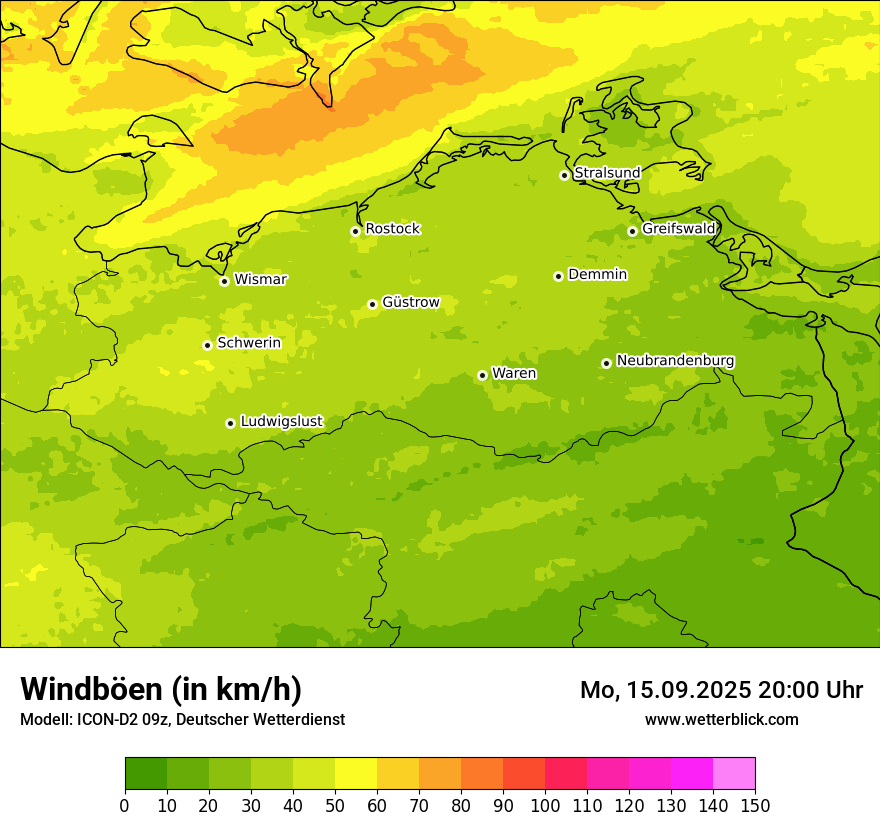 Modellkarten Windgeschwindigkeit