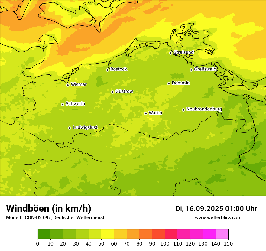 Modellkarten Windgeschwindigkeit
