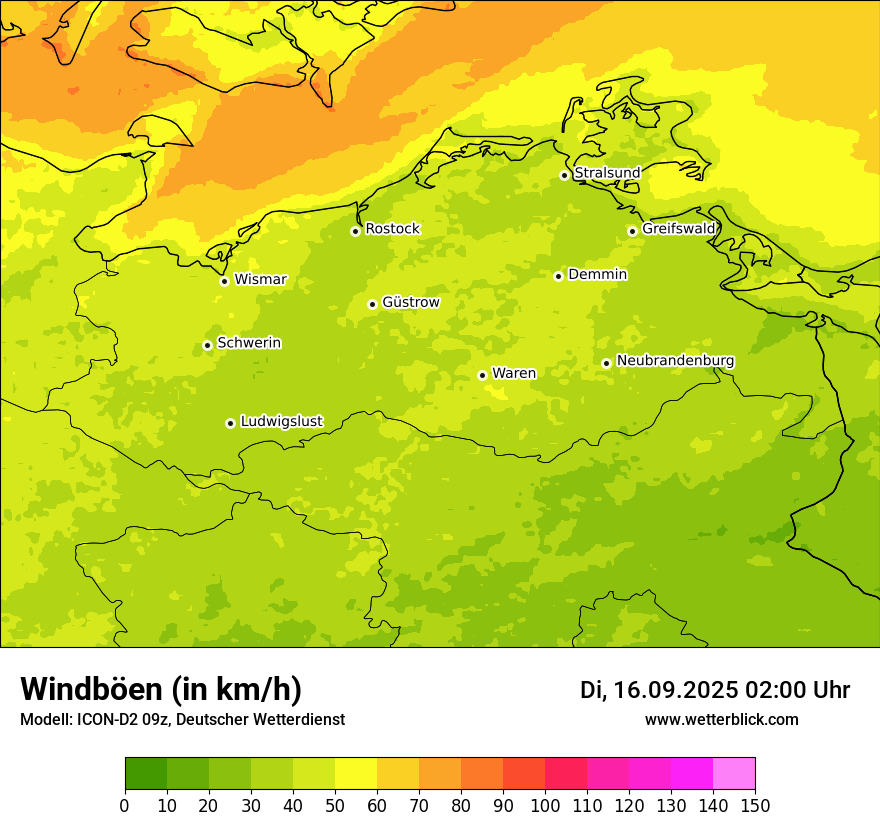 Modellkarten Windgeschwindigkeit