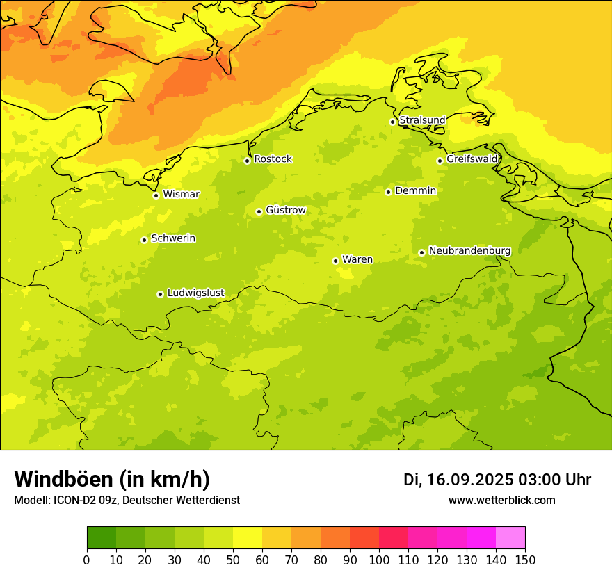 Modellkarten Windgeschwindigkeit