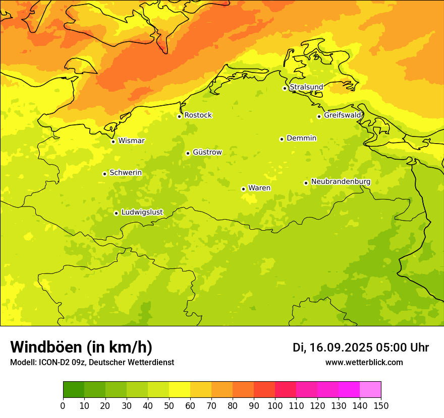 Modellkarten Windgeschwindigkeit