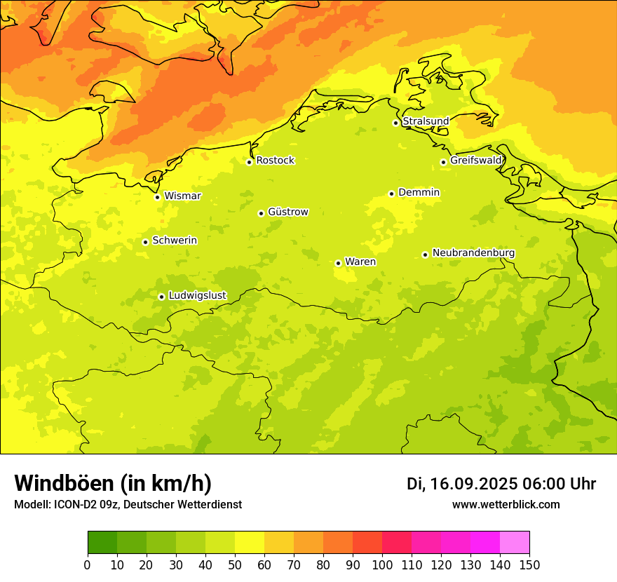 Modellkarten Windgeschwindigkeit