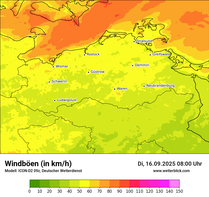 Modellkarten Windgeschwindigkeit
