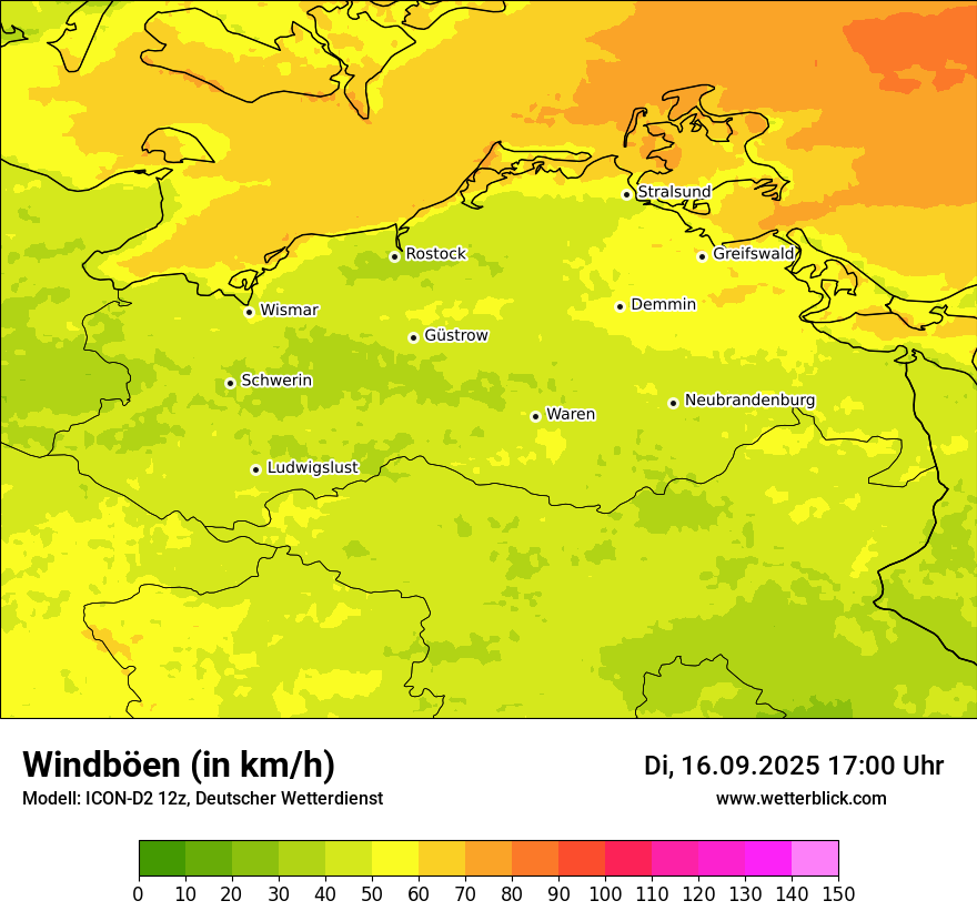 Modellkarten Windgeschwindigkeit