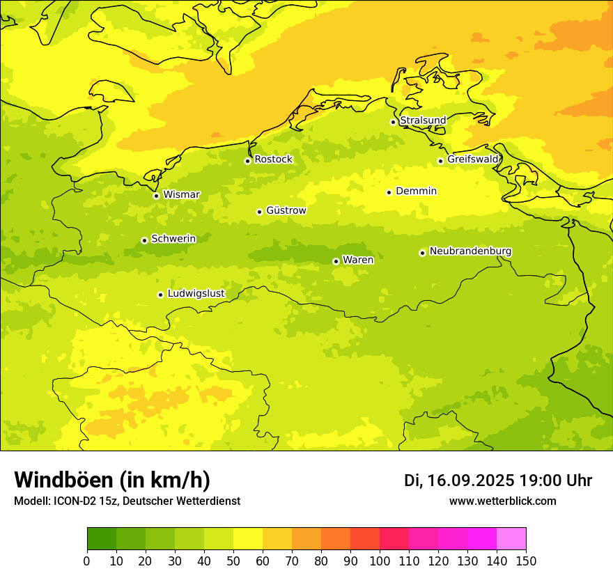 Modellkarten Windgeschwindigkeit