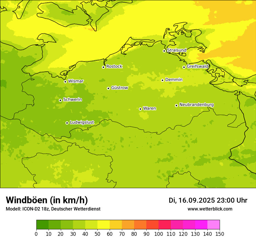 Modellkarten Windgeschwindigkeit