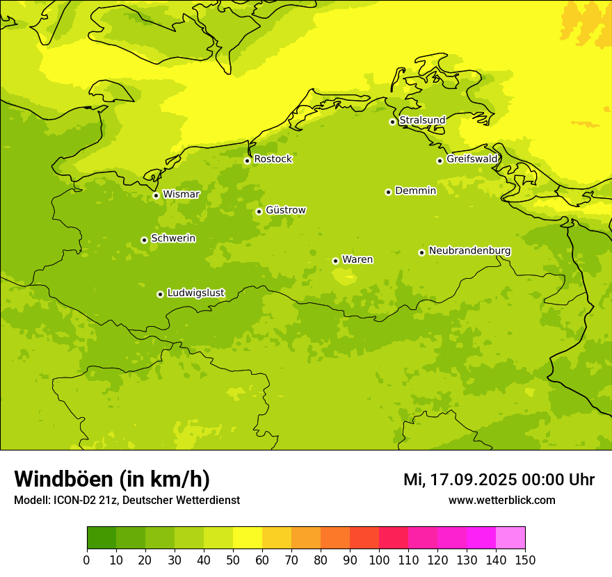 Modellkarten Windgeschwindigkeit