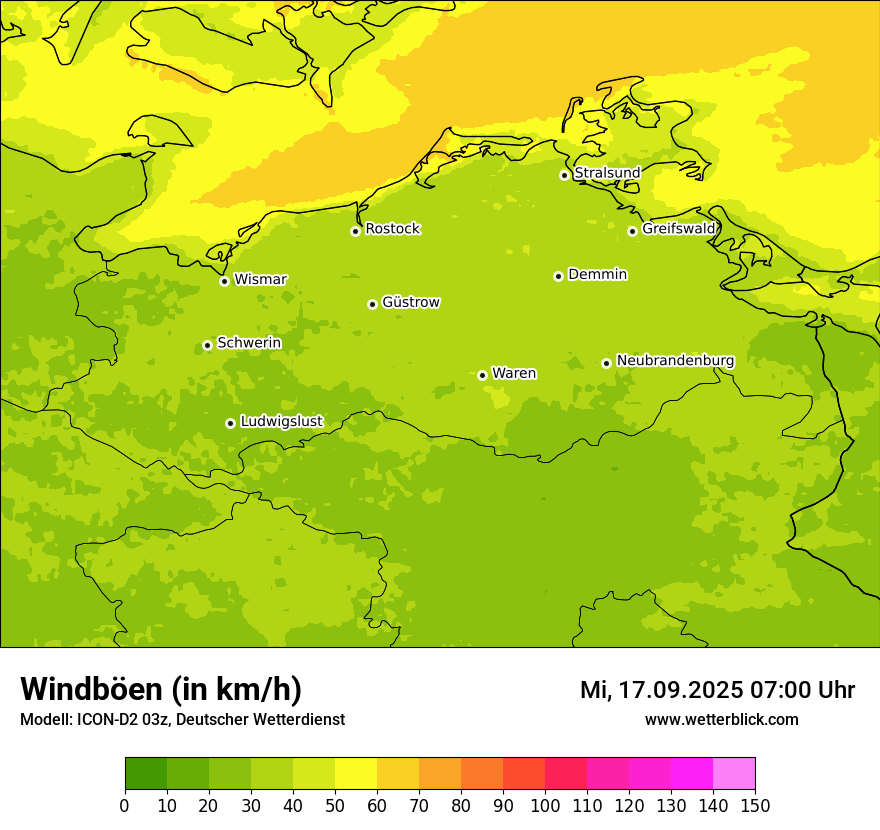 Modellkarten Windgeschwindigkeit