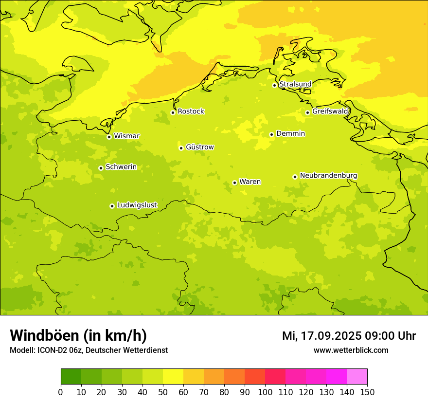 Modellkarten Windgeschwindigkeit