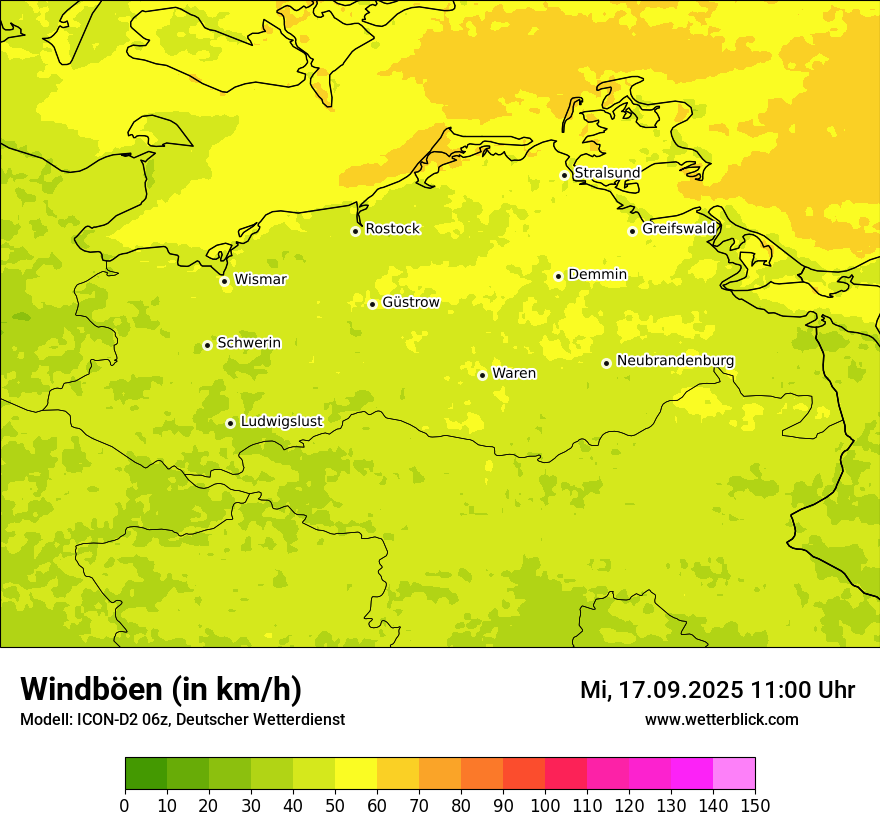 Modellkarten Windgeschwindigkeit