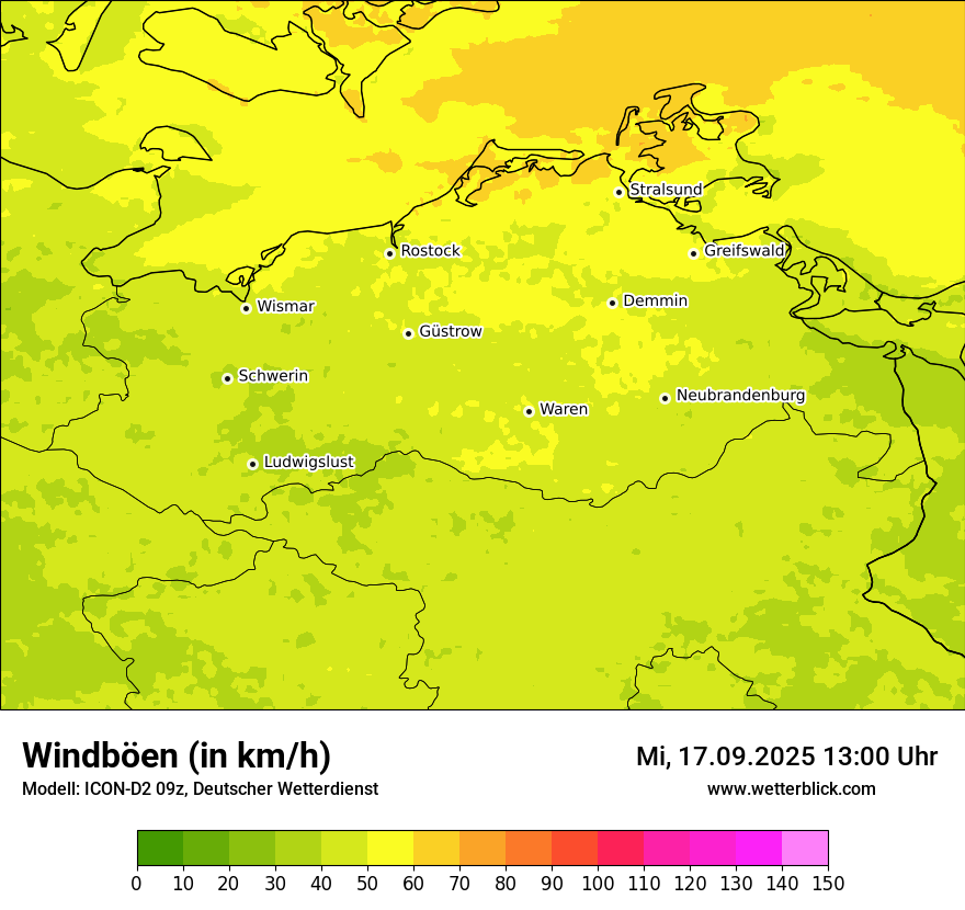 Modellkarten Windgeschwindigkeit