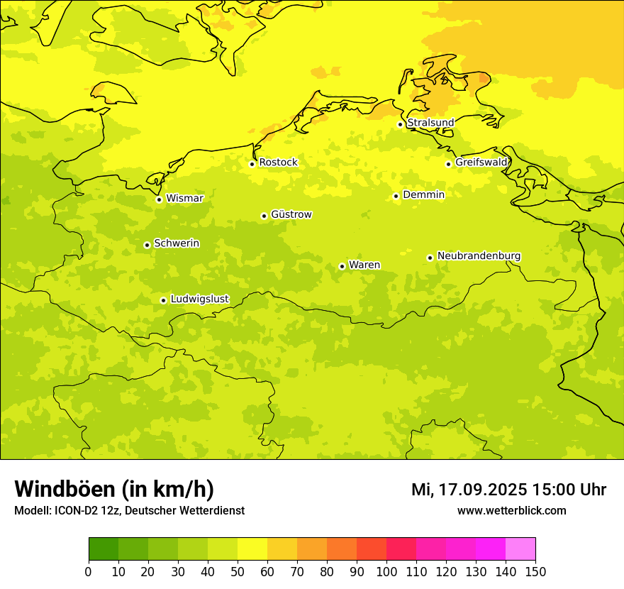 Modellkarten Windgeschwindigkeit