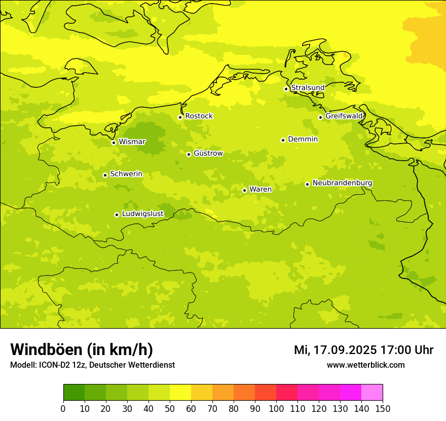 Modellkarten Windgeschwindigkeit