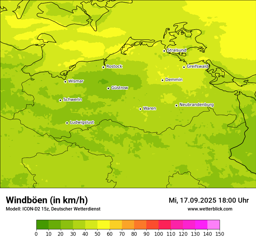 Modellkarten Windgeschwindigkeit