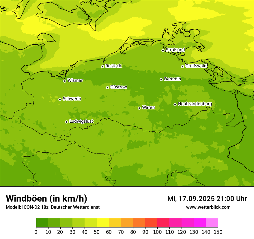 Modellkarten Windgeschwindigkeit