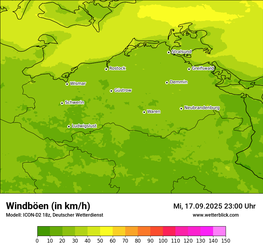 Modellkarten Windgeschwindigkeit