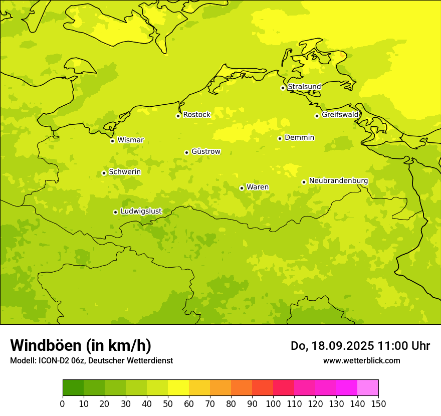 Modellkarten Windgeschwindigkeit