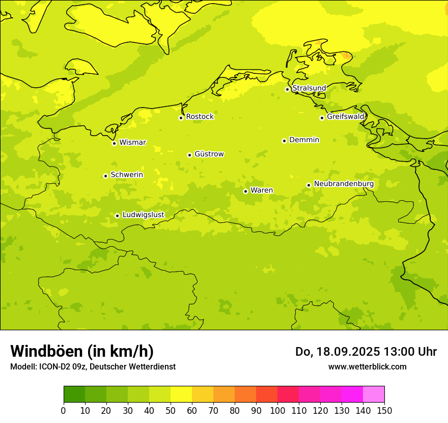 Modellkarten Windgeschwindigkeit