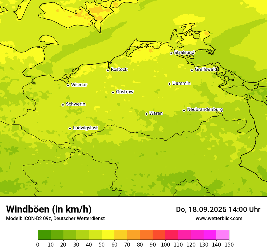 Modellkarten Windgeschwindigkeit