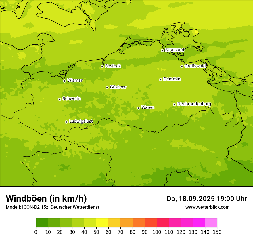 Modellkarten Windgeschwindigkeit