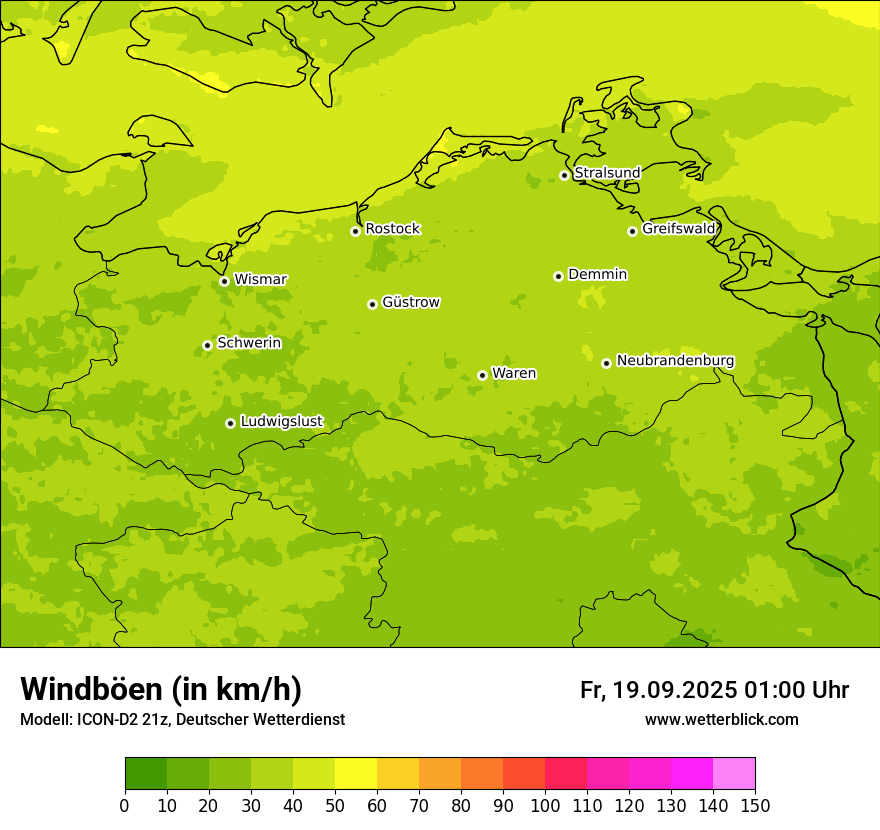 Modellkarten Windgeschwindigkeit
