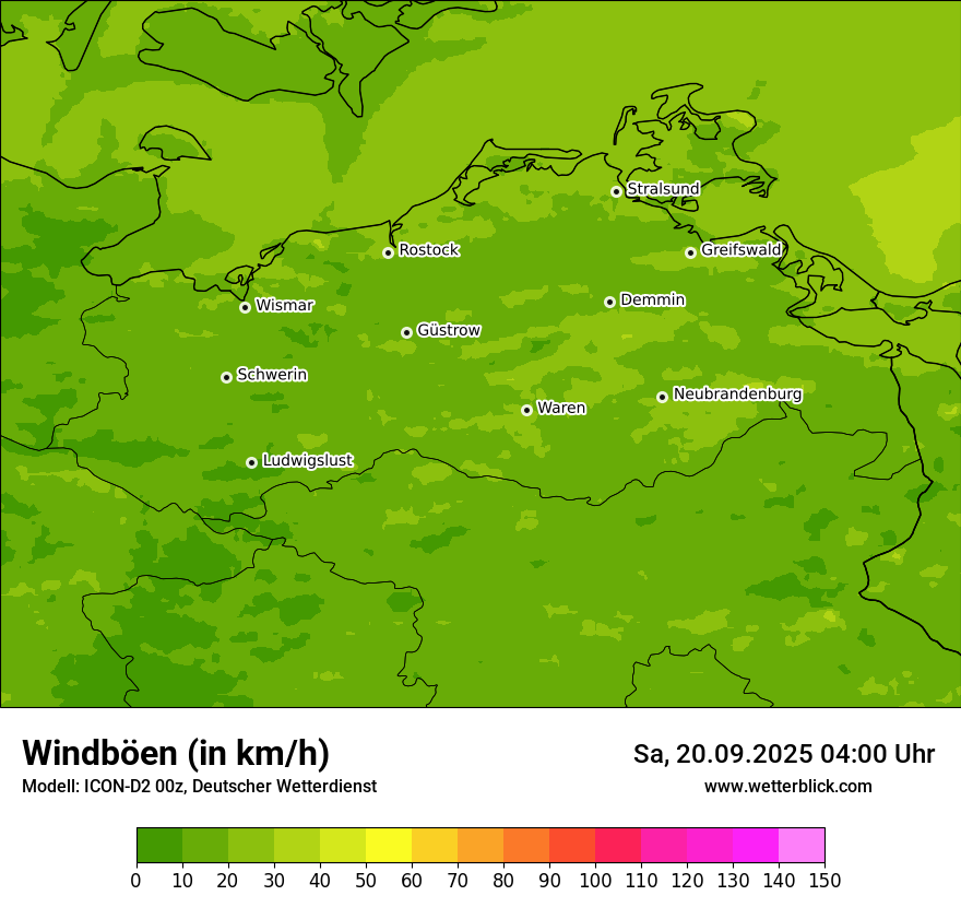 Modellkarten Windgeschwindigkeit