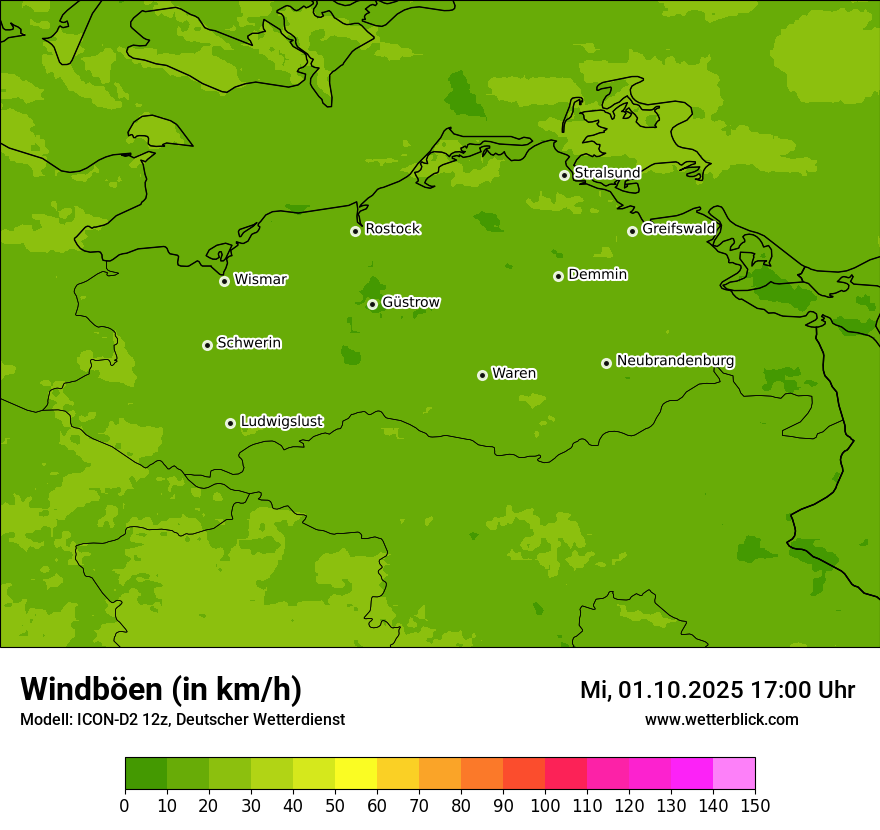 Modellkarten Windgeschwindigkeit