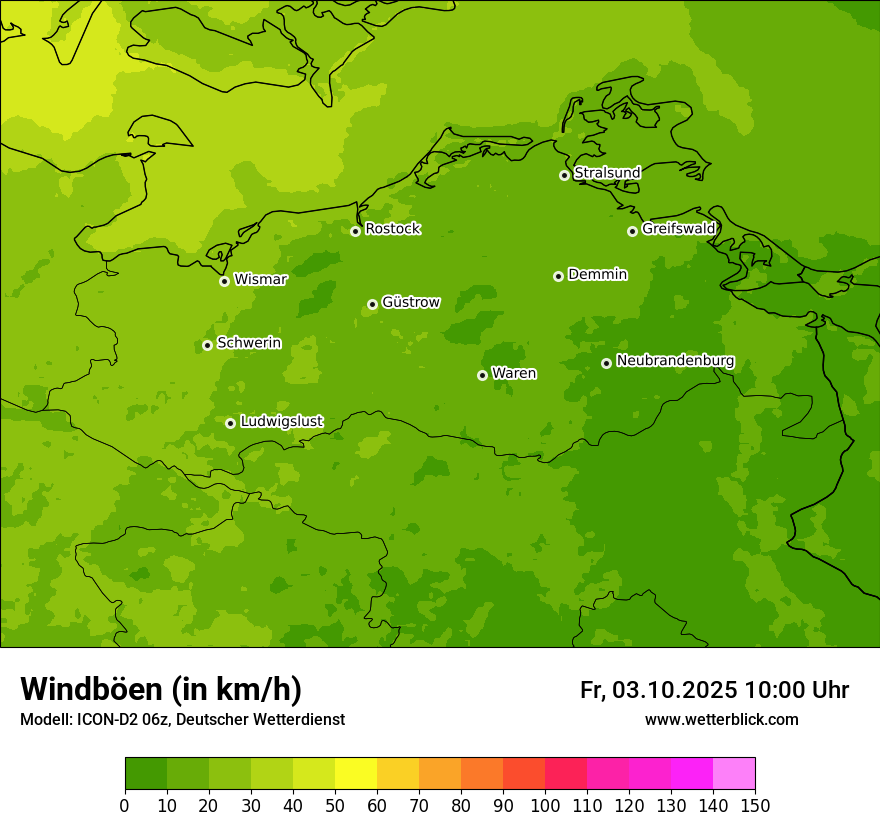 Modellkarten Windgeschwindigkeit