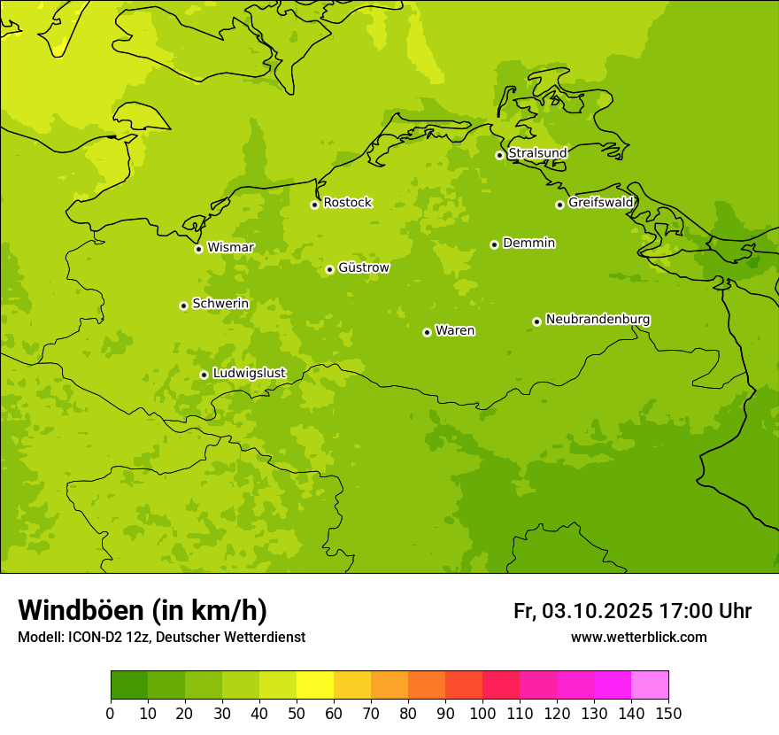 Modellkarten Windgeschwindigkeit