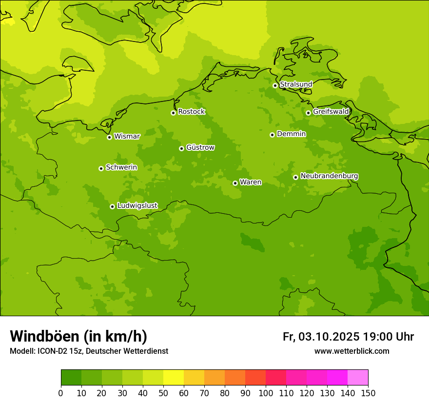 Modellkarten Windgeschwindigkeit