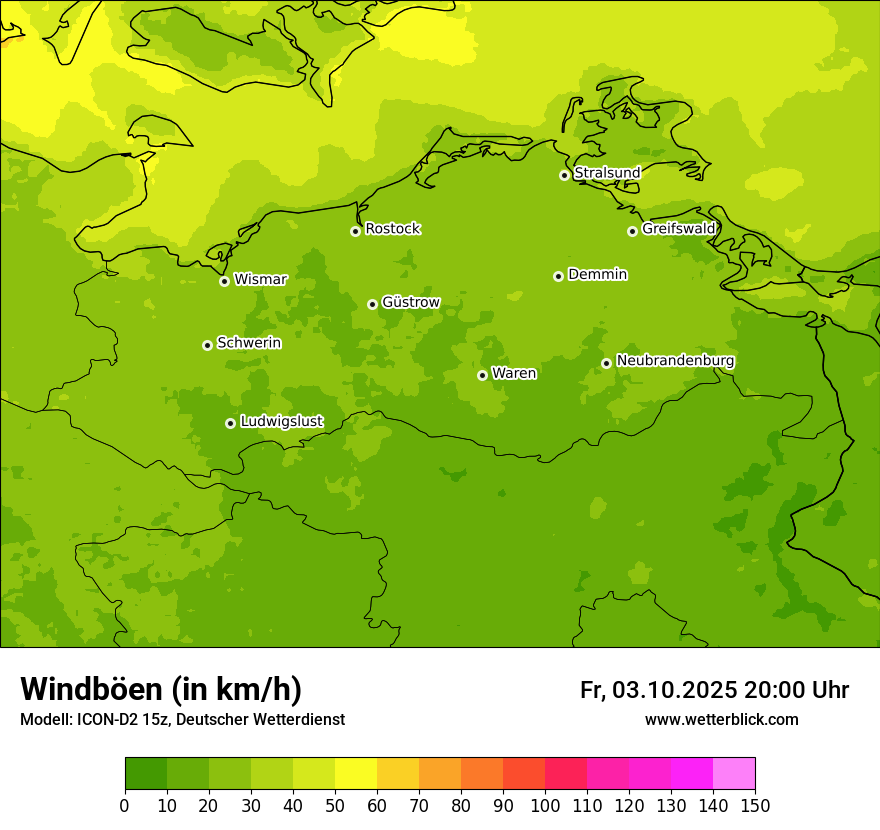 Modellkarten Windgeschwindigkeit