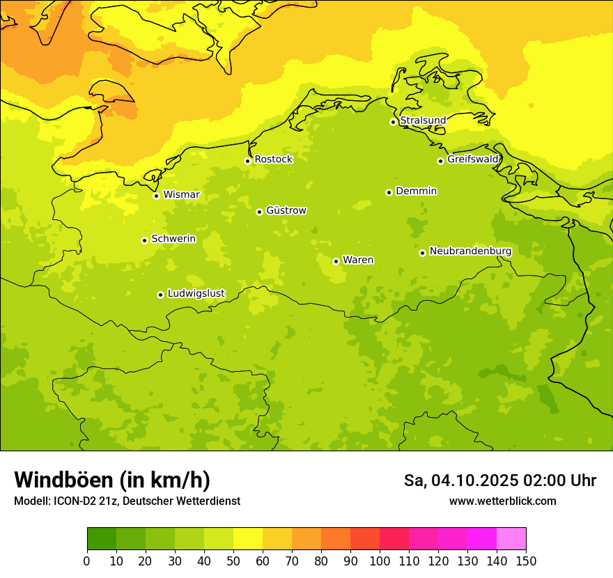 Modellkarten Windgeschwindigkeit