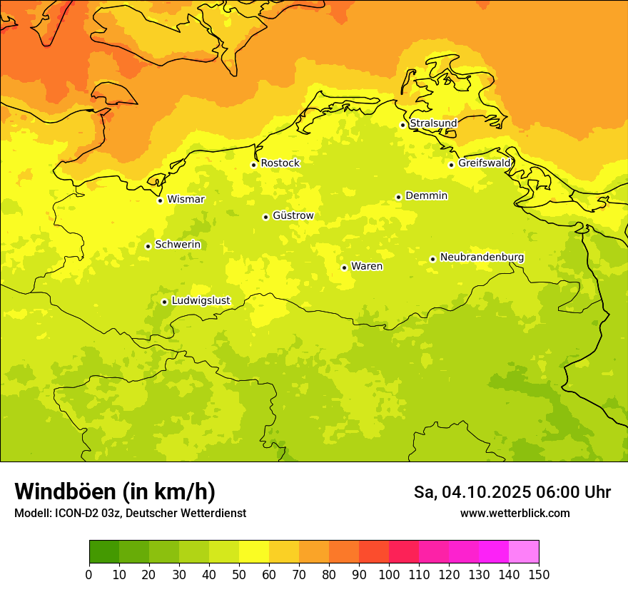 Modellkarten Windgeschwindigkeit