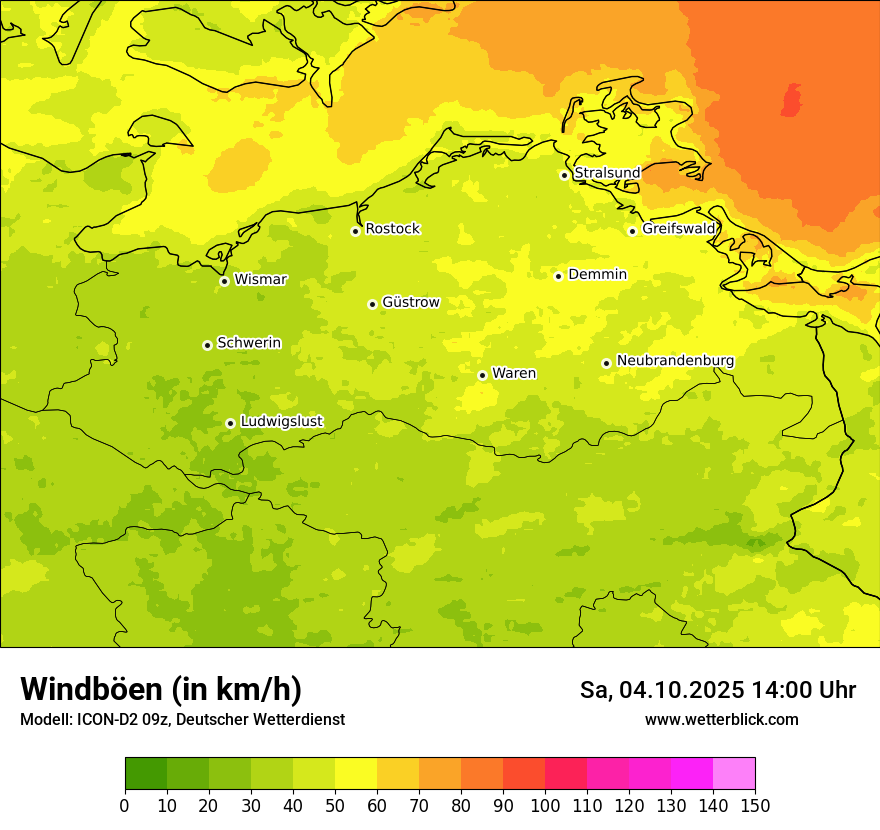 Modellkarten Windgeschwindigkeit