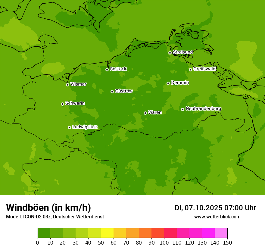Modellkarten Windgeschwindigkeit