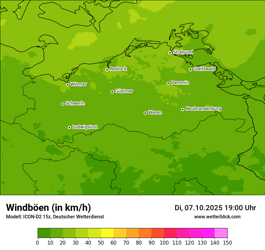 Modellkarten Windgeschwindigkeit