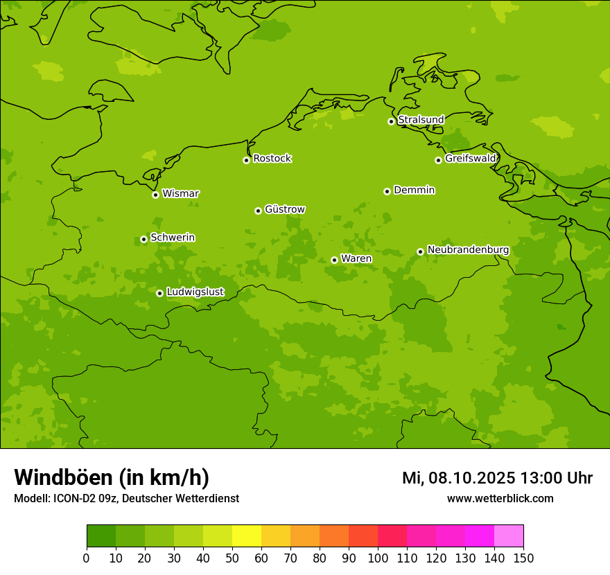 Modellkarten Windgeschwindigkeit