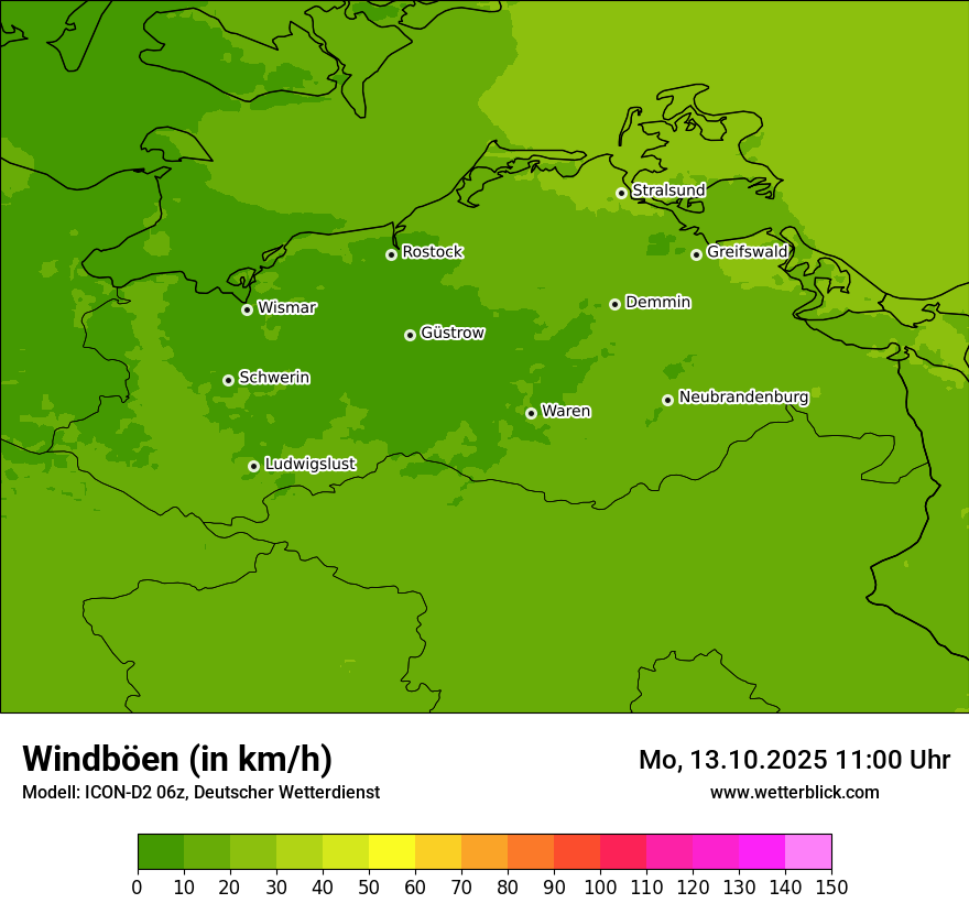 Modellkarten Windgeschwindigkeit