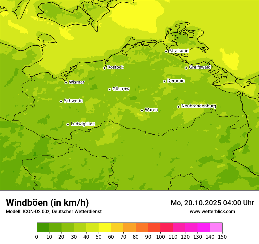 Modellkarten Windgeschwindigkeit