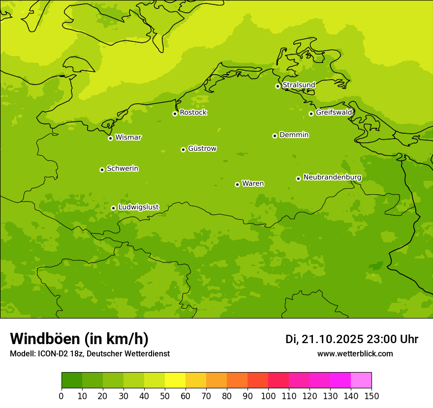 Modellkarten Windgeschwindigkeit