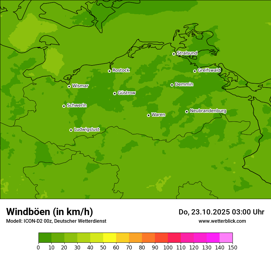 Modellkarten Windgeschwindigkeit