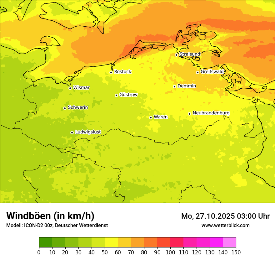 Modellkarten Windgeschwindigkeit