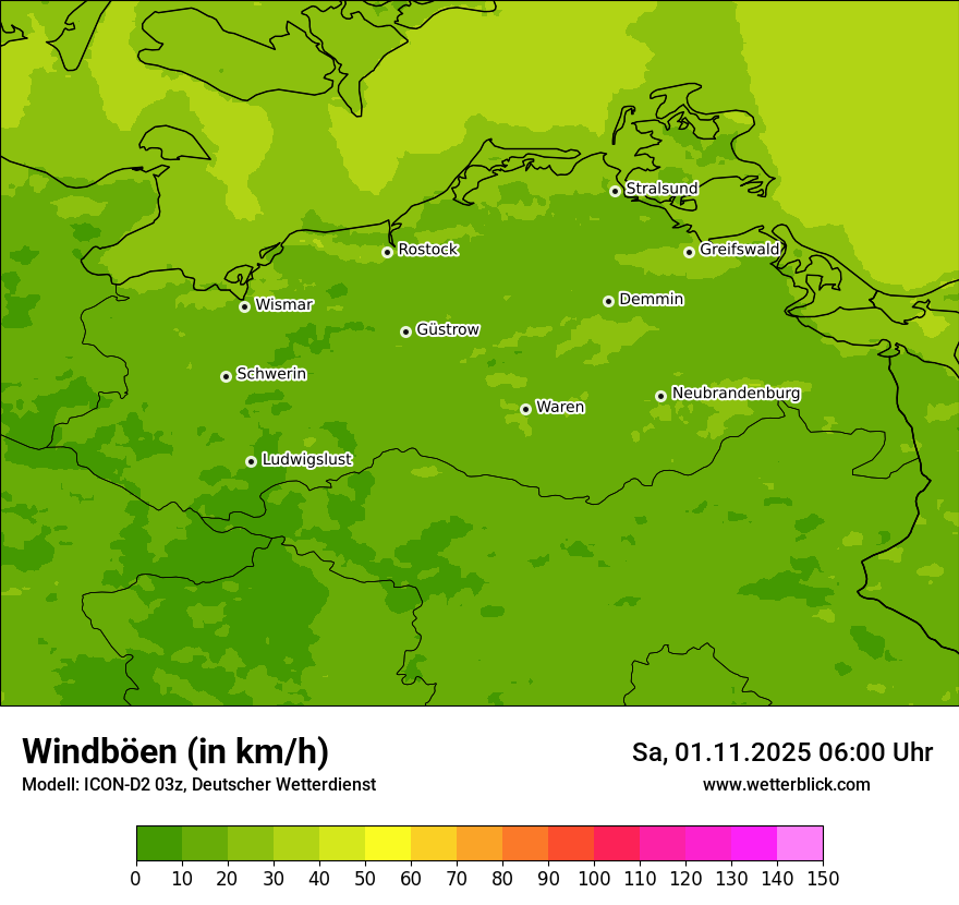 Modellkarten Windgeschwindigkeit