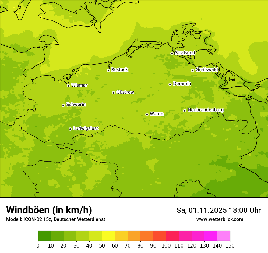 Modellkarten Windgeschwindigkeit