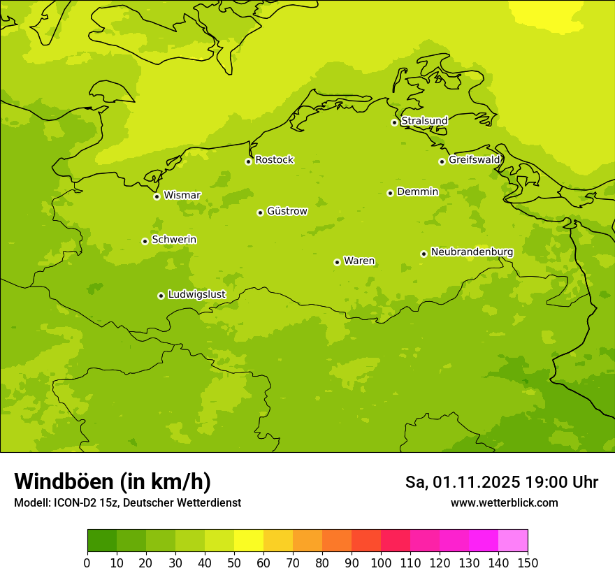 Modellkarten Windgeschwindigkeit