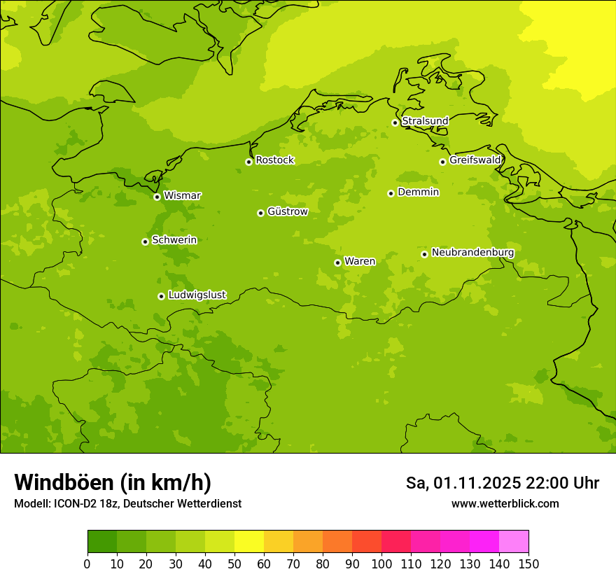 Modellkarten Windgeschwindigkeit
