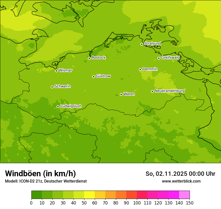 Modellkarten Windgeschwindigkeit