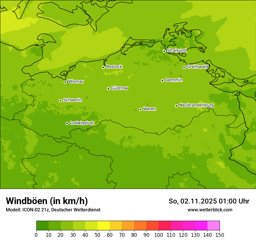 Modellkarten Windgeschwindigkeit