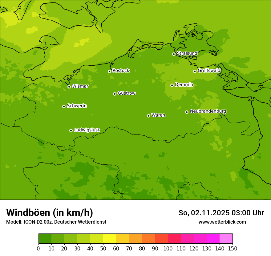 Modellkarten Windgeschwindigkeit