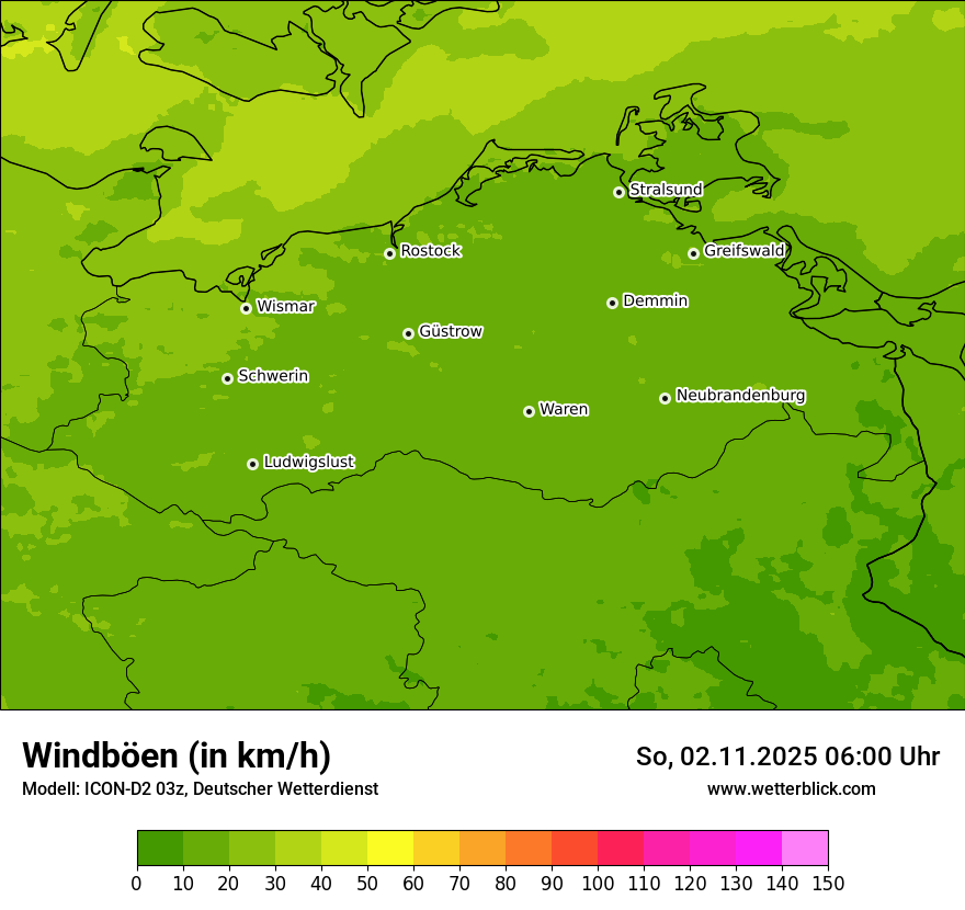 Modellkarten Windgeschwindigkeit